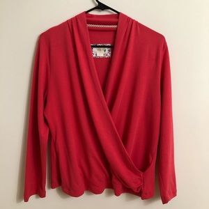 Anthropologie Maeve Eloise Drape Red Top Sz M.   P29